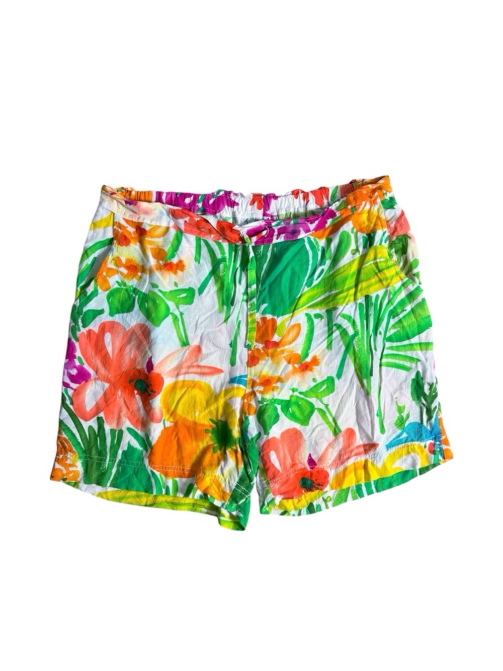 Vintage Jams World Shorts Women L Floral Print Tropical Resort Cruise Pool USA